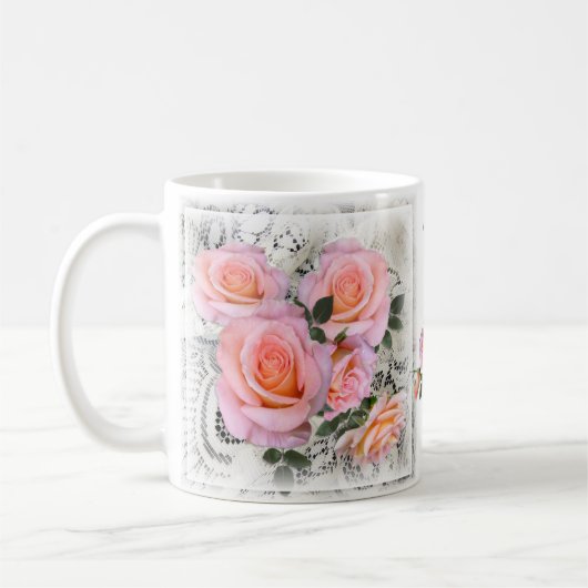 Schöne Rosen mit Monogramm Kaffeetasse (Links)
