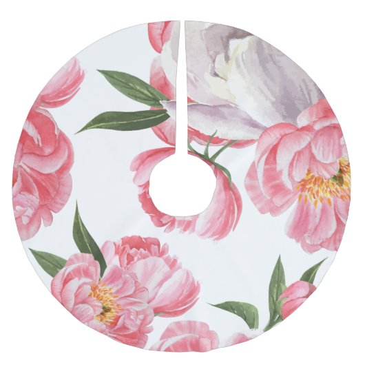 Schöne Rosen Polyester Weihnachtsbaumdecke (Vorderseite)