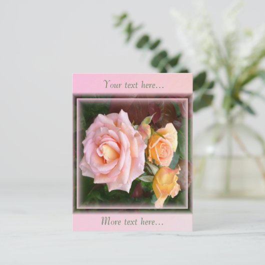 Schöne Rosen Postkarte (Stehend Vorderseite)