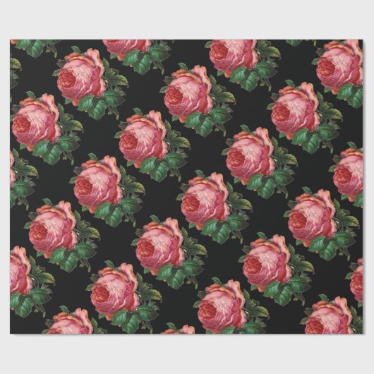 SCHÖNE ROSEN, schwarz Geschenkpapier (Flach)