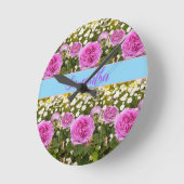 Schöne Rosen und Milchblumen Runde Wanduhr (Winkel)
