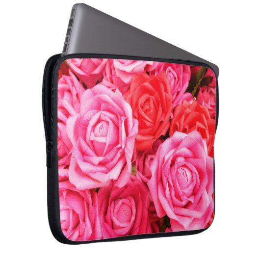 Schöne Rosen und Rosa Laptopschutzhülle (Vorne Rechts)