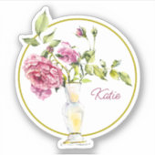 Schöne Rosen und Vase Aufkleber (Vorderseite)