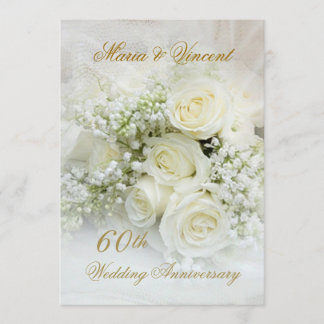 Schöne Rosen zum 60. Hochzeitstag Einladung