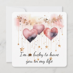 Schöne Rosenfarbene Wasserfarbe Herz Feiertagskarte