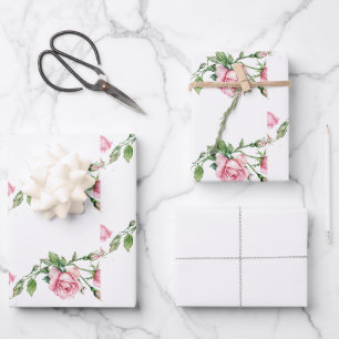 Schöne Rosengarten-Blumen-Dankeschön-Karte Geschenkpapier Set