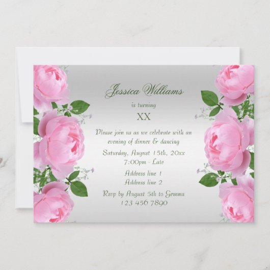 Schöne Rosengräber-Blume Geburtstag Einladung (Vorderseite)