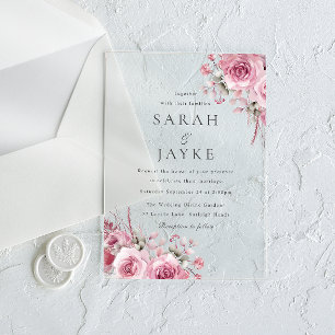Schöne Rosenhochzeit mit Blush-Tönen Acryleinladungen