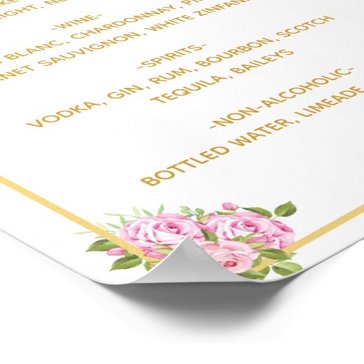 Schöne Roses Drinks Menú Poster (Ecke)