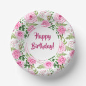 Schöne Roses Happy Birthday Pappteller (Vorderseite)