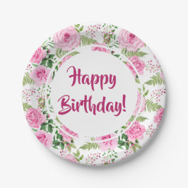 Schöne Roses Happy Birthday Pappteller