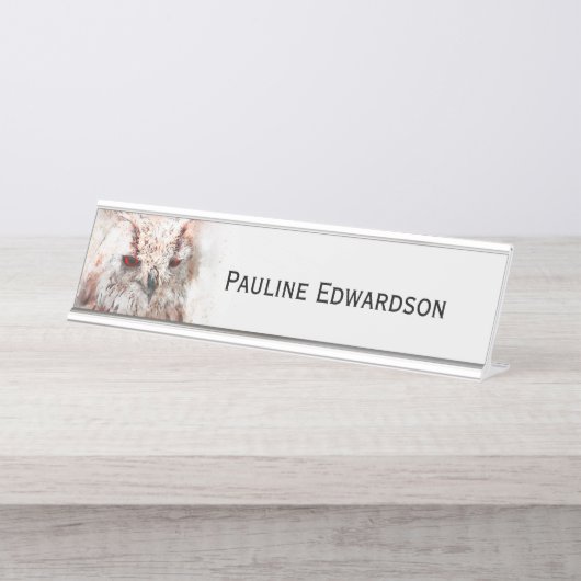 Schöne Rost Akzent Owl Personal Schreibtischnamensplakette (Vorderseite )