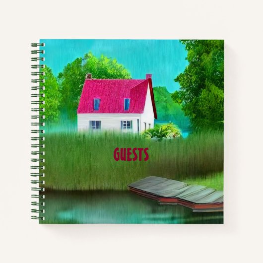 Schöne, rot-gedeckte Hütte am See Gäste Notizblock (Vorderseite)