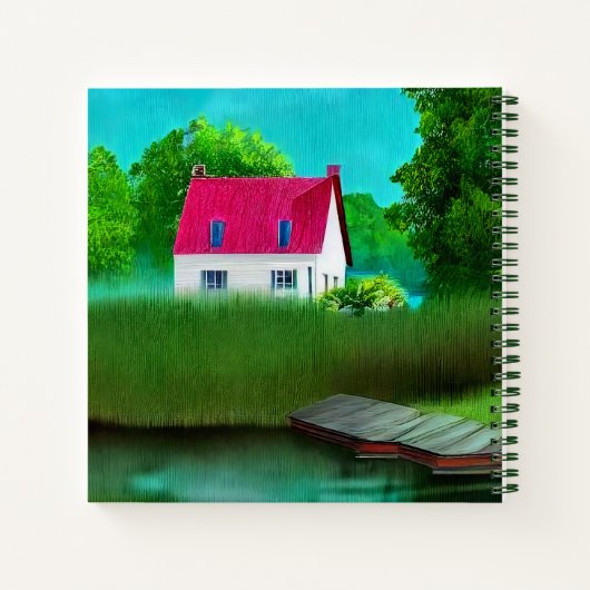 Schöne, rot-gedeckte Hütte am See Gäste Notizblock (Rückseite)