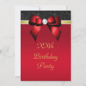 Schöne Rot-, Gold- und Black Jewel Geburtstag Einladung (Vorderseite)