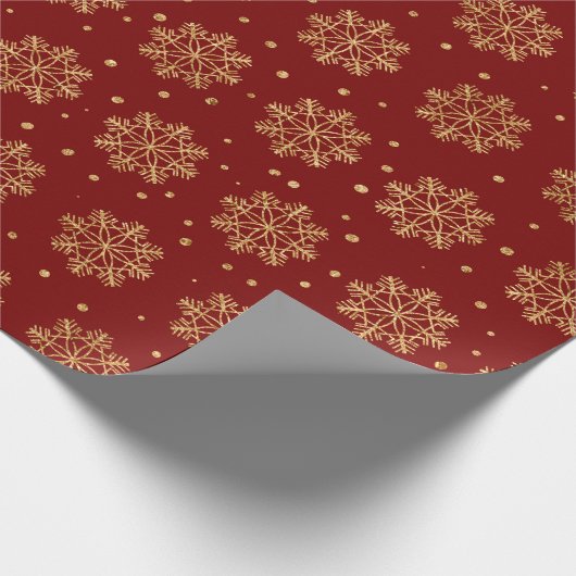 Schöne Rot/Gold Weihnachten Geschenkpapier (Ecke)