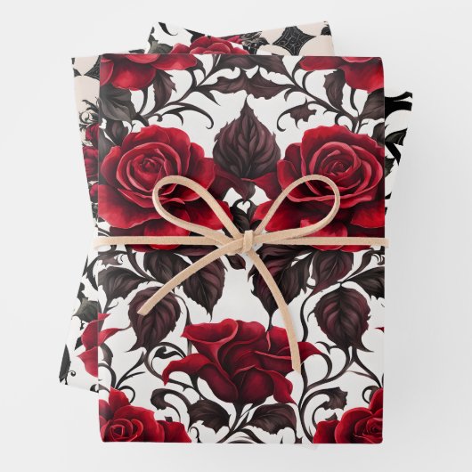 Schöne Rot-Gotik-Rose Geschenkpapier Set (Beispiel)