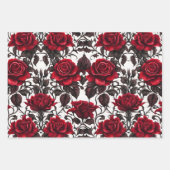 Schöne Rot-Gotik-Rose Geschenkpapier Set (Vorderseite)