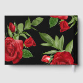 Schöne Rot-Schwarz-Hochzeit mit echtem Charakter Gästebuch (Rückseite)