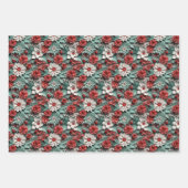 Schöne rot-weiß-grüne 3D Poinsettia Geschenkpapier Set (Vorderseite 2)