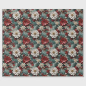 Schöne rot-weiß-grüne 3D Poinsettias Geschenkpapier (Flach)