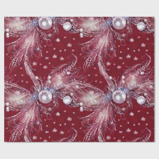 Schöne Rot-Weiß-Perlwrap Geschenkpapier (Flach)