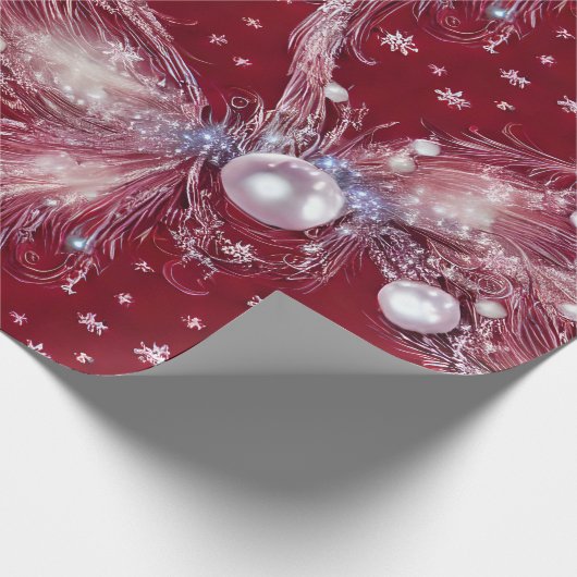 Schöne Rot-Weiß-Perlwrap Geschenkpapier (Ecke)