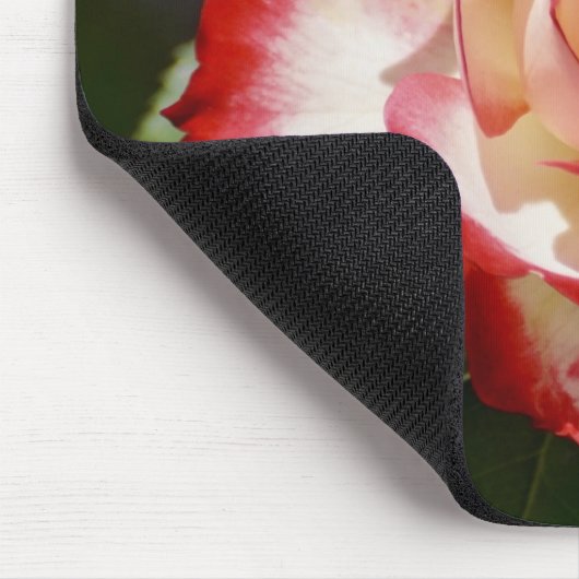 Schöne Rot-Weiß-Rose Mousepad (Ecke)