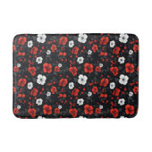 Schöne Rot-Weiß-Rose Schwarzer Hintergrund Badematte (Vorderseite)