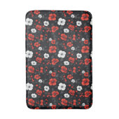 Schöne Rot-Weiß-Rose Schwarzer Hintergrund Badematte (Vorderseite Vertikal)