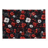 Schöne Rot-Weiß-Rose Schwarzer Hintergrund Kissenbezug (Rückseite-Rechts)