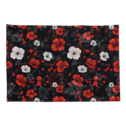 Schöne Rot-Weiß-Rose Schwarzer Hintergrund Kissenbezug (Rückseite-Rechts)