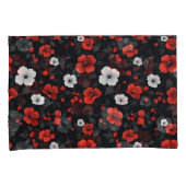 Schöne Rot-Weiß-Rose Schwarzer Hintergrund Kissenbezug (Vorderseite-Rechts)