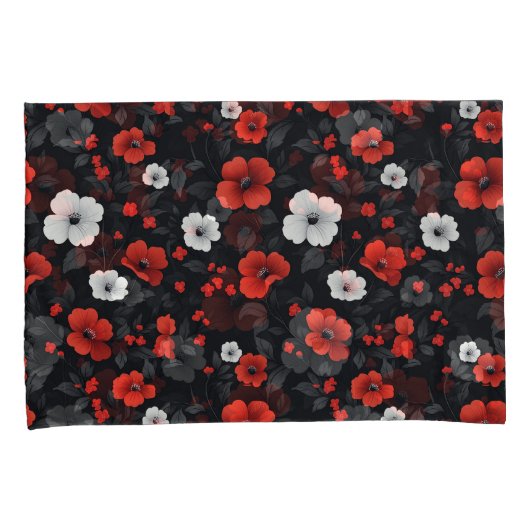 Schöne Rot-Weiß-Rose Schwarzer Hintergrund Kissenbezug (Vorderseite-Rechts)