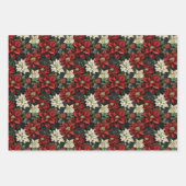 Schöne Rot Weiß und Grün Poinsettia Geschenkpapier Set (Vorderseite)