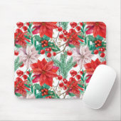 Schöne rot-weiße Weihnachtspoinsettie Mousepad (Mit Mouse)