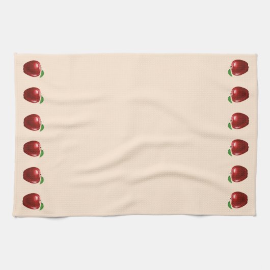 Schöne rote Äpfel auf hellbeige Geschirrtuch (Horizontal)