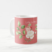Schöne rote Apfelblütenfrucht Kaffeetasse (Vorderseite Links)