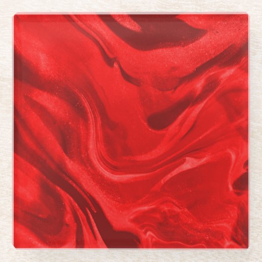 Schöne rote Ästhetik Glasuntersetzer (Vorderseite)