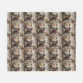 Schöne Rote Barnenstrabe Holzrahmen Fleecedecke (Vorderseite (Horizontal))