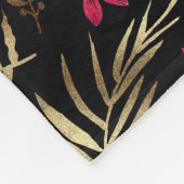 Schöne rote Blume goldfarbene Blätter schwarz el e Fleecedecke (Ecke)