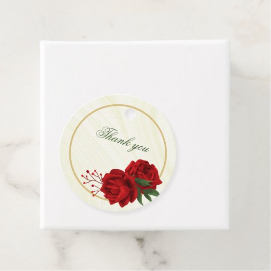 schöne rote Blume, grüne Blätter danke Geschenkanhänger (Beispiel)