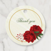 schöne rote Blume, grüne Blätter danke Geschenkanhänger (Vorderseite)