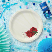 schöne rote Blume, grüne Blätter Pappteller (Party)