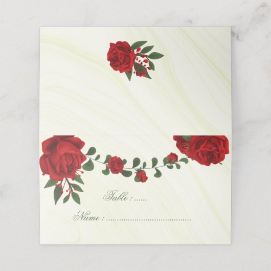 schöne rote Blume, grüne Blätter Platzkarte (Außenseite Aufgefaltet)