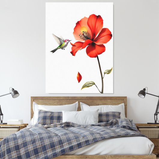 Schöne Rote Blume Leinwanddruck (Insitu (Schlafzimmer))
