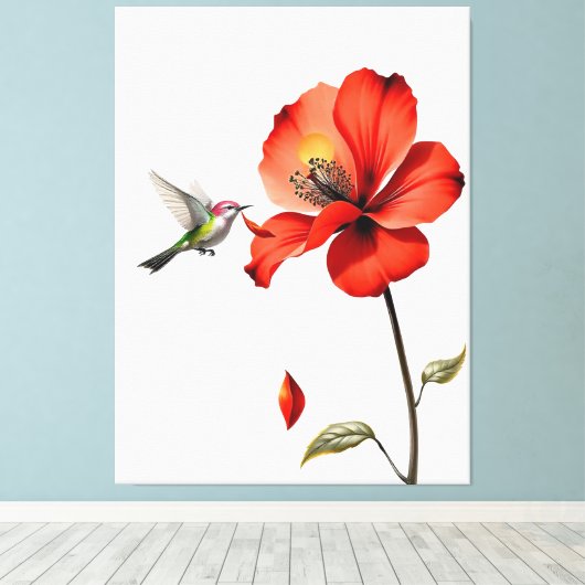 Schöne Rote Blume Leinwanddruck (Insitu (Holzboden))