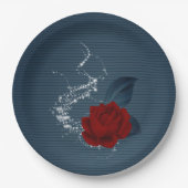 Schöne Rote Blume & Marine Blätter Pappteller (Vorderseite)