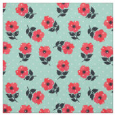 Schöne Rote Blume Polka Dots Muster Stoff (Muster)
