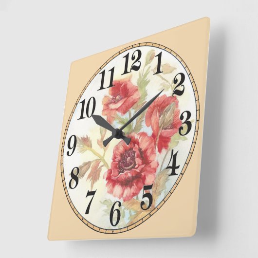 Schöne rote Blume Quadratische Wanduhr (Winkel)
